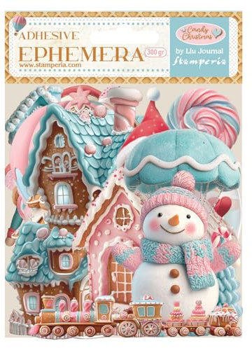 Stamperia - Ephemera for Scrapbooking, Albums, Card Making, Bullet Journalling and More, Adhesive Paper Cut Outs, Easy to Apply, Perfect for Hobbies, Crafts, and Gifting (Candy Christmas)
