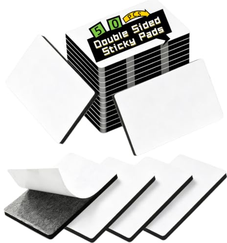 Solihigh Double Sided Sticky Pads Heavy Duty 50 Pcs Strong Double Sided Tape Waterproof Adhesive Strips for Walls Picture, Car, Home, Office(50mm x 30mm)