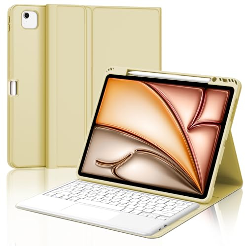 FOGARI Teclado para iPad Air 13 M2/M3 2024/2025, Funda para iPad Air 13 2024/2025 con Español Ñ Teclado Bluetooth Magnético Desmontable para Air 13 M2/M3, Amarillo