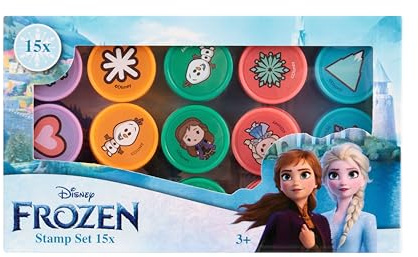Frozen Stempel Set 15X | ELSA und Anna Spielzeug für Kinder ab 3 Jahren | Eiskönigin Stempelset Bastelset für Mädchen | Disney Frozen Kreativ Set für Kindergeburtstag und Schule