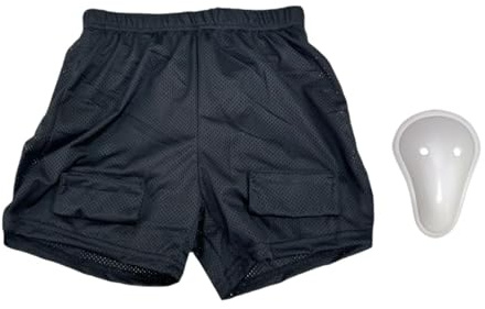 RCGOFOLLOW Lösa hockeyshorts för män, supporterkärna i mesh ger viktigt skydd för aktiva hockeyidrottare, isskydd , med grenutskal , L