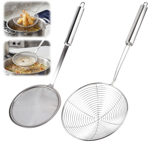 2 Piezas Espumaderas De Cocina, Espumadera ArañA De Acero Inoxidable, Espumadera metálica, Se Puede Colgar En, Apto Para Lavavajillas, para Olla Caliente, Freír, Harina, Fideos y Filtrado de Aceite