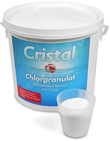 Cristal Chlorgranulat schnell löslich 5 kg - Schnelldesinfektion mit Chlor - Sofortige Wirkung gegen Trübungen und Algen - Stoßchlorung Pool Whirlpool