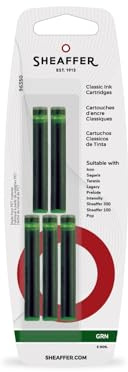 Sheaffer Skrip Fountain Pen Ink Cartridges Green - Pack of Five