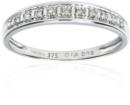 Naava Diamond Pave Set Ring - 9 ct White Gold Ring - Eternity Ring - Women's Rings