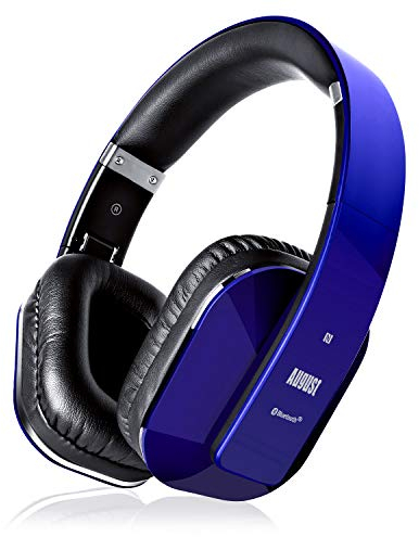 August EP650 - Casque Bluetooth Bleu Sans Fil 4.2 aptX Low Latency -Circum Auriculaire avec Micro Léger Pliable Confortable NFC - Casque Audio Homme Femme Compatible iPhone Android TV Ordinateur Sport