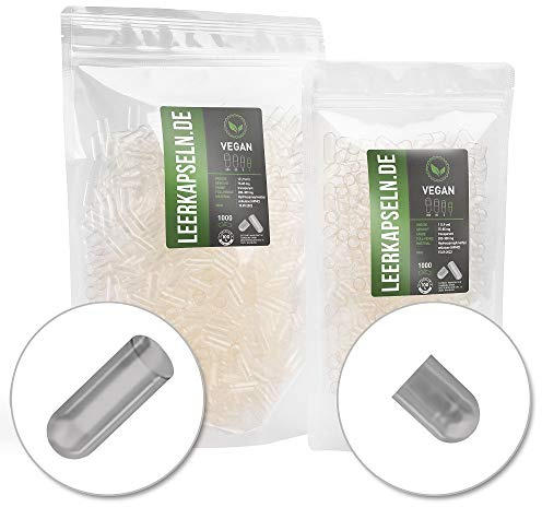 1000 gélules | HPMC taille 1 | végétarien végétalien transparent | aucune ouverture préalable nécessaire (1000)