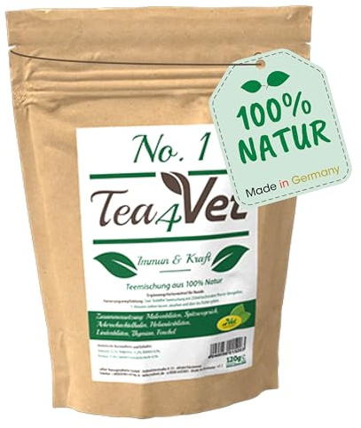 cdVet Naturprodukte Tea4Vet No 1 Immun & Kraft 120 g - Hund - Teemischung - für ein starkes Immunsystem+Kraft - mit Holunder+Fenchel+Malvenblüten - 100% Natur -