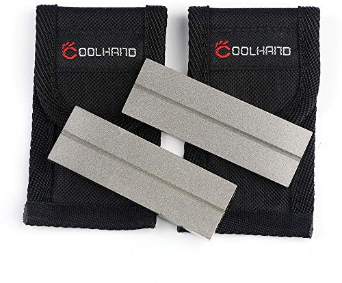 Cool Hand 3 x 1 inch Dual Sided Diamond Sharpening Stone with Pouch, 2 Packs.