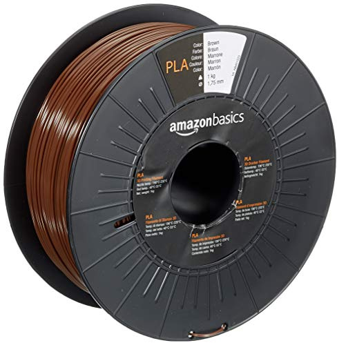 Amazon Basics Filamento per stampanti 3D, in polilattato (PLA), 1.75 mm, marrone, 1 kg per bobina