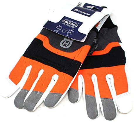 Husqvarna® Arbeitshandschuhe mit Sägenschutz aus Ziegenleder, Large, Orange