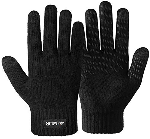4UMOR Winterhandschuhe Touchscreen Handschuhe Strick Fingerhandschuhe Sport Warm und Winddicht Handschuhe für Skifahren Radfahren bestehen aus 15% Wolle und 85% Acryl Geeinget für Damen und Herren