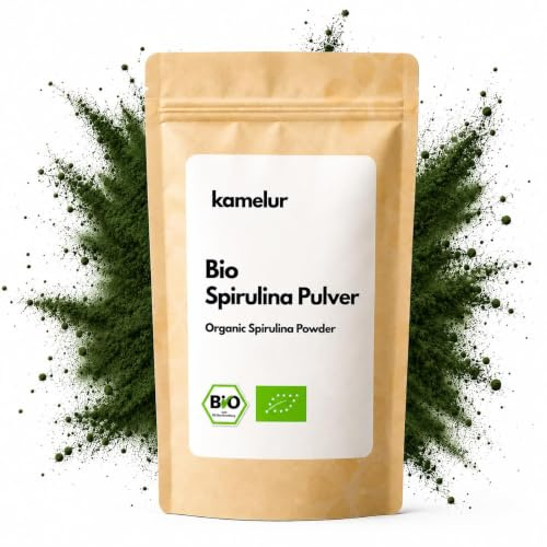 Kamelur Bio Spirulina Pulver grün 250g – Bio Algen schonend getrocknet & fein gemahlen – Algenpulver Spirulina aus kontrolliert biologischem Anbau