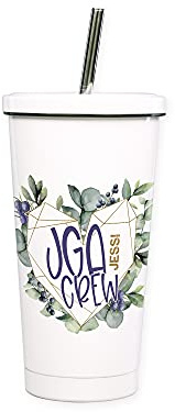 GRAZDesign Trinkbecher mit Deckel und Strohhalm mit Namen personalisiert für Junggesellenabschied JGA Becher, Crew, Edelstahl 550ml