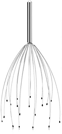 Masajeador de cabeza Rascador de masaje de cuero cabelludo con 20 dedos Rascador de cabeza, Rascador de cuero cabelludo plateado para relajación profunda, estimulación del cabello y estrés corporal