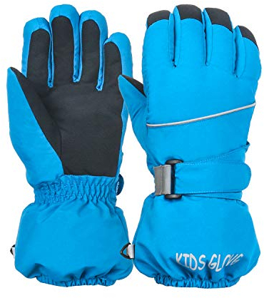 Ski Handschuhe für Kinder - wasserdichte und Winddichte Winterhandschuhe Warm Sporthandschuhe Snowboardhandschuhe für Outdoor-Sport, Fahrradhandschuhe Warme Handschuhe in WinterBlau S