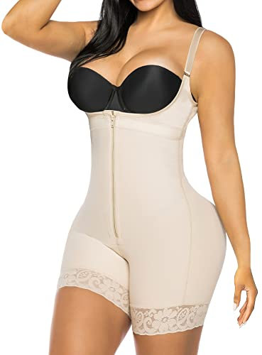 YIANNA Body Gainant Femme Ventre Plat Invisible Gaine Amincissante Shapewear Post Accouchement Serre Taille Fajas Colombianas Reductoras Beige, L 7212