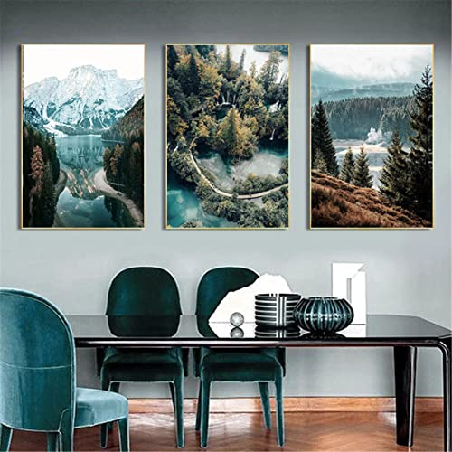 3er Moderne Poster Set, Natur Landschaft Bilder Wandbilder, Wandposter Wanddeko für Wohnzimmer & Schlafzimmer ohne Rahmen (50 x 70 cm)