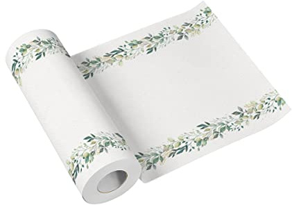 PAW - Tischläufer aus Airlaid (40 cm x 24 m) I Tischdeko für Kommunion, Konfirmation, Hochzeit, Geburtstag, Gartenparty, Taufe I Tischband - Natur, Blätter, Girlanden I Farbe: Elegant Leaves