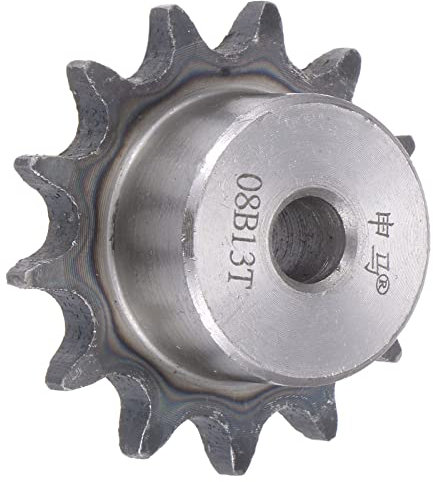 sourcing map 13 Dientes Piñón Tipo B Monocatenario 1/2 Paso, 10mm Paso A3 Carbón Acero para ISO 06B