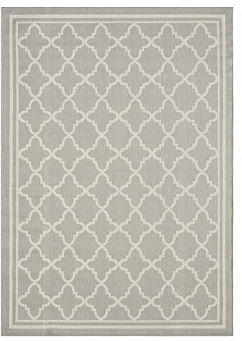 VIMODA Tappeto per interni ed esterni, tessuto piatto, per terrazzo, balcone, giardino d'inverno, robusto, design marocchino, colore beige, misure: 140 x 200 cm