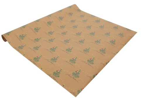 SIGEL GP123 Weihnachts-Geschenkpapier, Kraftpapier, braun, grün, rot, 1 Rolle 5 m x 50 cm, Christmas with apples, aus nachhaltigem Papier