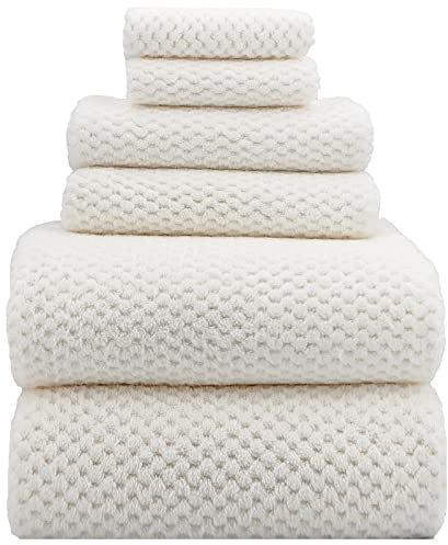 YTYC Towels, 39x78 Inch Oversized Bath Sheets for Adults Luxury Extra Large Bath Towels Sets of 6 Super Soft Shower Towels for Bathroom Microfiber 80% Polyester (White,6 Piece)