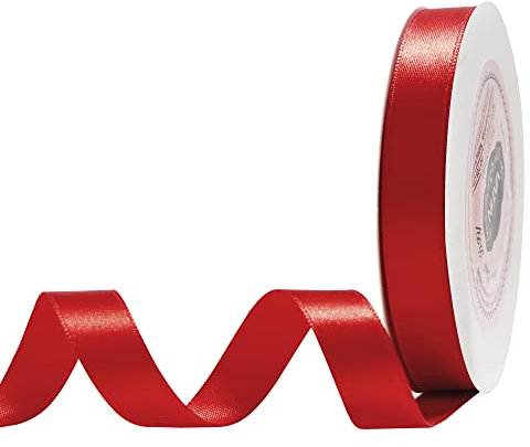 VATIN 25 Meter Satinband Rot 12MM Einseitiges Farbband Schleifenband Band geschenkband Dekoband satinband