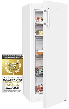 Exquisit Gefrierschrank NoFrost, Tiefkühlschrank groß, 161 Liter, Schnellgefrieren, Alarm-Funktion, GS5231-NF-H-040D weiss
