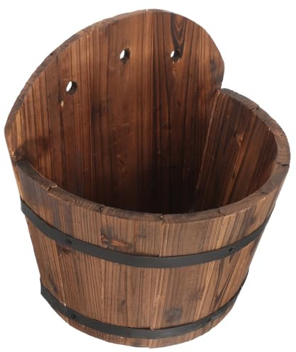OUNONA Holz Blumentopf Wandhängend Hängend Blumentopf Holz Vintage Blumenkübel Blumenkorb Pflanzkübel Wandvase Blumenkasten Wand Deko Wand für Landhausstil Balkon Garten Deko