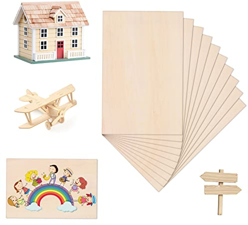 10 hojas de madera de tilo, tablero de madera contrachapada fina de 1,5 mm, tableros de madera sin terminar para modelos de carpintería, manualidades