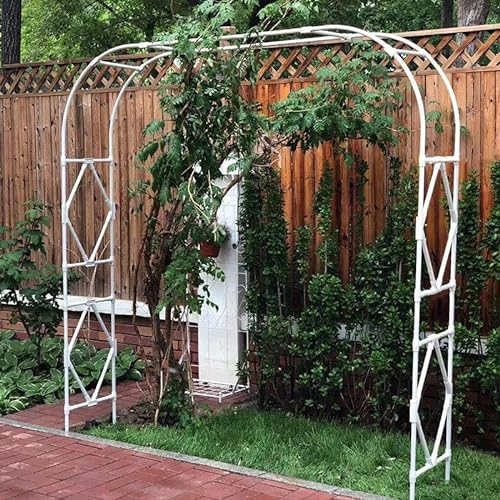 DJZZ Rosenbogen Weiss, Pergola Torbogen, Rankhilfe Gartenbogen, 240 cm H, freistehend Rankgitter cortenstahl Rankgestell Rosen Bogen, mit Erdspießen (Size : 250x40x240cm)