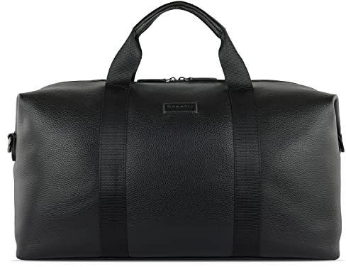 bugatti ELSA Reisetasche aus Leder, Weekender für den Urlaub, Gymtasche für Sport, schwarz