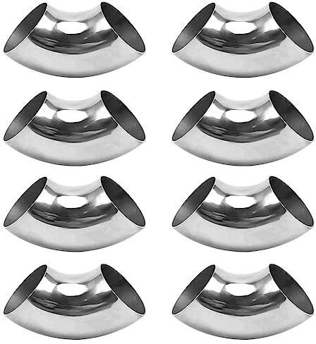 JAPCHET 8 Pack 2.5 Inch 90 Degree Mandrel Bend Elbow, 304 Stainless Steel Exhaust Pipe Elbow for Stair, Balcony and Deck, 0.06 in / 1.5 mm Thickness