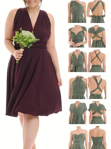 Juvell - Robe Demoiselle d'honneur - Infinity Robe Midi- Robe élégante Portefeuille - Top Bandeau Inclus - Mariage-Bridesmaid-Invitée-Bal-Cocktail - 1100 (46-50, Mauve-Violet)