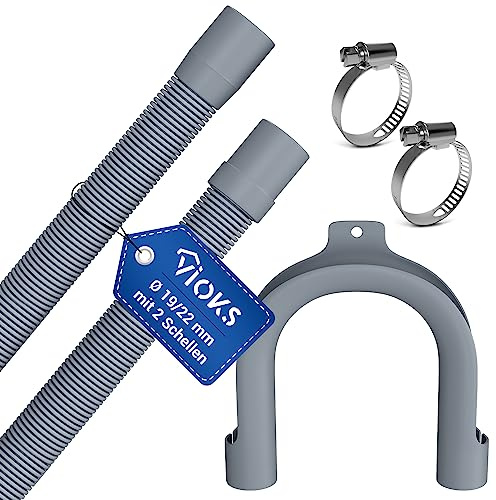 VIOKS Ablaufschlauch 1,5m 19/22mmØ + 2x Schlauchklemmen 18-28mmØ
