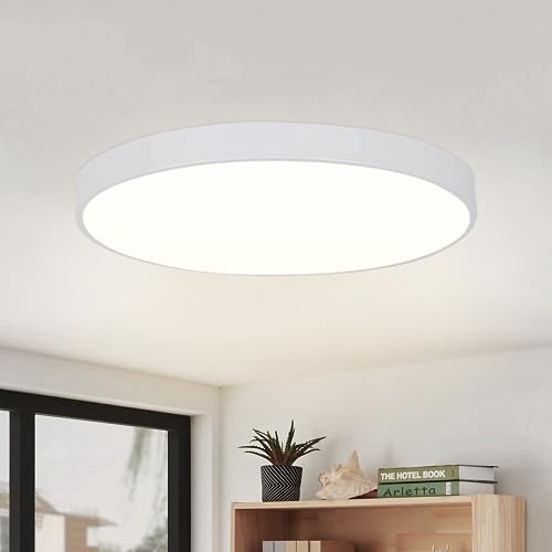CBJKTX LED Deckenleuchte Flach Deckenlampe - Badezimmerlampe IP44 Wasserdicht Küchenlampe Rund Ø28cm Modern 17W Weiß Flurlampe für Küche Wohnzimmer Bad Schlafzimmer Flur Balkon Büro Eingang Keller