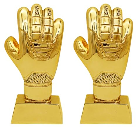 Kisangel 2pcs Football Glove Trophy Kids Golden Trophy Golden Trophies Decorative Trophy Mini Championship Trophy School Glove Trophy Award for Matches Competitions Parties
