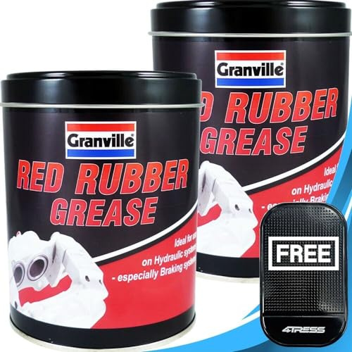 Granville 2 x 500g Rubber Grease - Red for Car Brake Caliper Pistons Hydraulic Systems Compatible to Natural Rubber & Synthetic Seals with 4Tress Non Slip Car Dash Mat (4T-GV-0846)