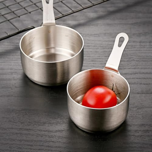Cacerola pequeña de acero inoxidable, mini olla de leche, cacerola multiusos, antiadherente de mango largo, mini olla de salsa para restaurante en casa (plata (100 ml)