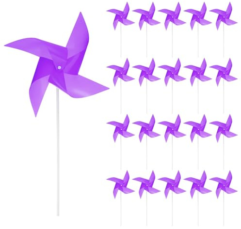 sourcing map 50-Pack Windmills for the Yard Garden 17 x 9.1 Purple | 4 Leaves Pinwheels Wind Mills Spinners, Windproof, Waterproof, Bird Devices, with Stakes, for Patio Decor