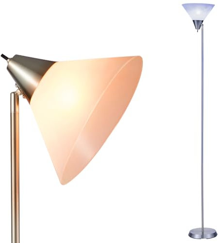 lianheng Lámpara de pie, lámpara de pie de metal con cuello de cisne ajustable, base de metal pesado, lámpara de poste de lectura para oficina, lámparas de pie para dormitorio (Plateado)