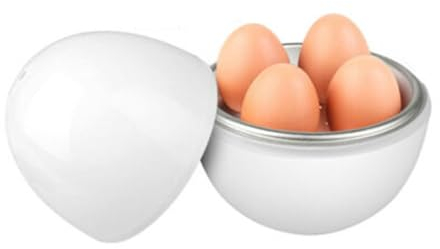 Cuiseur à œufs pour Micro-Ondes, pocheuse à œufs au -ondes pour œufs durs et mous, Aluminium et polypropylène Chaudière à œufs en forme d'œuf pour 4 œufs, 14x16cm
