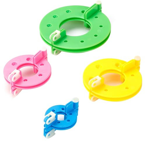 NIYATA 4-teiliges Werkzeug zur Herstellung von Pompons, Pompons, Strickmaschine mit Pompons, für kreative Hobbys, Pompon-Weben in 4 Größen (3,5/5,5/7 und 9 cm)