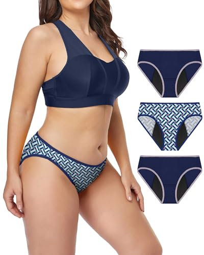 Neione Donna Mutande Mestruali Slip Ciclo Mestruale Assorbenti Post Parto Mutandine Brasiliana Modal Pacco da 3 Mosaic M