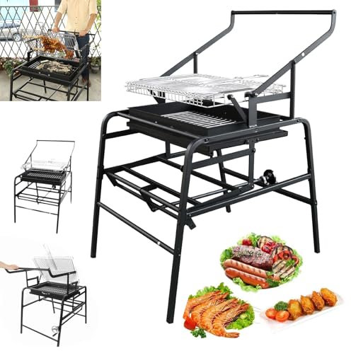 FUIPOT Griglie a carbone girevoli a 360°, in acciaio inox, per barbecue all'aperto, grande barbecue a carbone per un facile trasporto, barbecue portatile adatto per più persone