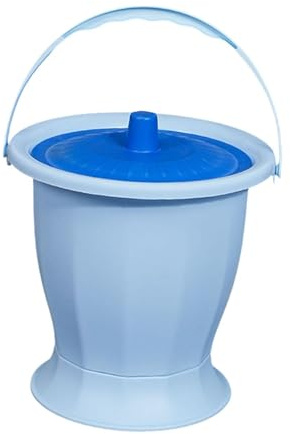 Chamber Pot, Spittoon Chamber Bucket with Lid, Bucket Bedpan, Urinal Night Jug, Blue Without
