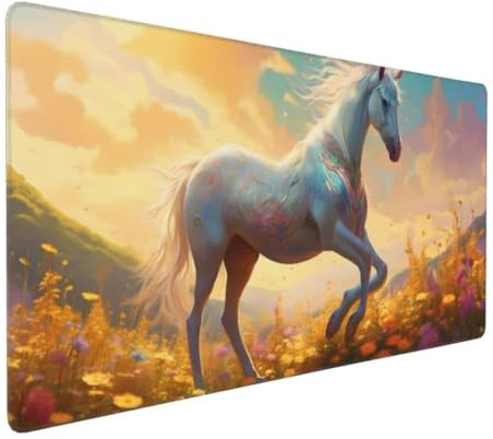 Tiere Pferde Mauspad 700 X 300 X 3 mm Verlängertes großes Mauspad Schreibtischauflage, genähte Kanten Mauspad, abwaschbar, rutschfeste Gummibasis, Gaming-Mauspad, für Erwachsene, MacBook, Laptop K1