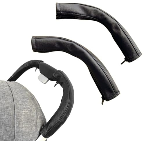 GXGM 2 Pièces Bébé Protège-mains pour Poussettes Cuir Pu Noir, Accessoires de Poussette pour Babyzen Yoyo Yoya, Couvercles de Poignée de l'accoudoir de la Poussette