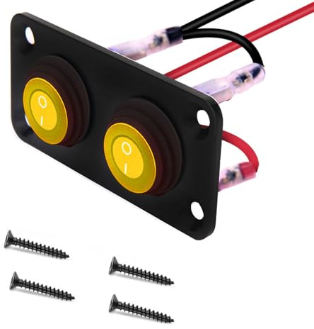 VISSQH Gelb LED Runde kippschalter,Runde Schalter,Wasserdicht DC 12V-24V 20A ON/OFF Wippschalter,2 Gang Wippschalter Panel Für Auto Boot, Haushaltsgeräten, Motorrädern,Usw
